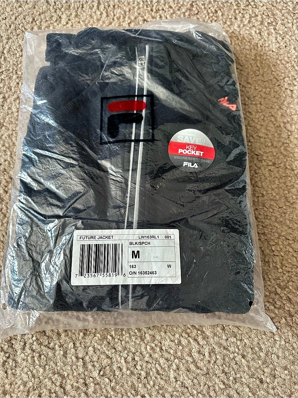 Fila Future Jacket Black Size Medium NWT